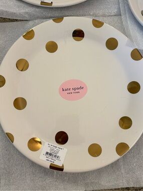 Kate Spade Gold Metallic Polka Dot Dinner Plates